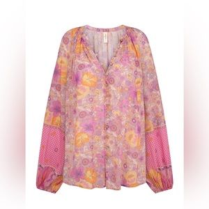 SPELL Hibiscus Lane Blouse in Musk new without tags